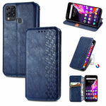 Custodia in pelle PU magnetica a vibrazione orizzontale pressata a griglia cubica con supporto, slot per carte e portafoglio, For Infinix Hot 10T, For Infinix Note 10 Pro, For Infinix Smart 5