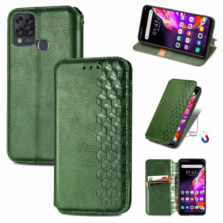 Custodia in pelle PU magnetica a vibrazione orizzontale pressata a griglia cubica con supporto, slot per carte e portafoglio, For Infinix Hot 10T, For Infinix Note 10 Pro, For Infinix Smart 5