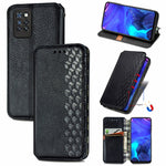 Custodia in pelle PU magnetica a vibrazione orizzontale pressata a griglia cubica con supporto, slot per carte e portafoglio, For Infinix Hot 10T, For Infinix Note 10 Pro, For Infinix Smart 5