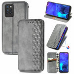 Custodia in pelle PU magnetica a vibrazione orizzontale pressata a griglia cubica con supporto, slot per carte e portafoglio, For Infinix Hot 10T, For Infinix Note 10 Pro, For Infinix Smart 5
