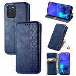 Custodia in pelle PU magnetica a vibrazione orizzontale pressata a griglia cubica con supporto, slot per carte e portafoglio, For Infinix Hot 10T, For Infinix Note 10 Pro, For Infinix Smart 5