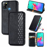 Custodia in pelle PU magnetica a vibrazione orizzontale pressata a griglia cubica con supporto, slot per carte e portafoglio, For Infinix Hot 10T, For Infinix Note 10 Pro, For Infinix Smart 5