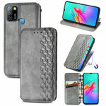 Custodia in pelle PU magnetica a vibrazione orizzontale pressata a griglia cubica con supporto, slot per carte e portafoglio, For Infinix Hot 10T, For Infinix Note 10 Pro, For Infinix Smart 5