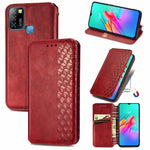 Custodia in pelle PU magnetica a vibrazione orizzontale pressata a griglia cubica con supporto, slot per carte e portafoglio, For Infinix Hot 10T, For Infinix Note 10 Pro, For Infinix Smart 5
