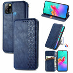 Custodia in pelle PU magnetica a vibrazione orizzontale pressata a griglia cubica con supporto, slot per carte e portafoglio, For Infinix Hot 10T, For Infinix Note 10 Pro, For Infinix Smart 5
