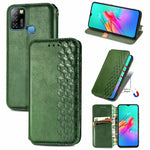 Custodia in pelle PU magnetica a vibrazione orizzontale pressata a griglia cubica con supporto, slot per carte e portafoglio, For Infinix Hot 10T, For Infinix Note 10 Pro, For Infinix Smart 5