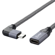 Cavo di prolunga dati da 100 W USB-C/tipo-C maschio a gomito a USB-C/tipo-C femmina con funzionalità complete, 0.2m, 0.5m, 1m, 1.5m