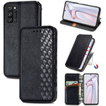 Custodia in pelle PU magnetica a vibrazione orizzontale pressata a griglia cubica con supporto, slot per carte e portafoglio, For Blackview A100, For OUKITEL C21 Pro, For OPPO Realme GT Master, For vivo S7