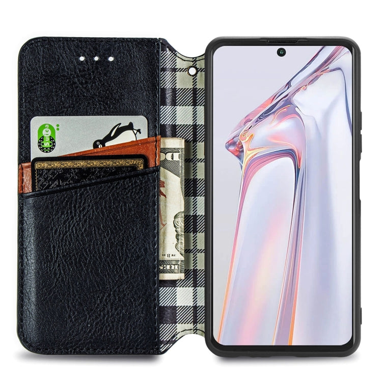 Custodia in pelle PU magnetica a vibrazione orizzontale pressata a griglia cubica con supporto, slot per carte e portafoglio, For Blackview A100, For OUKITEL C21 Pro, For OPPO Realme GT Master, For vivo S7
