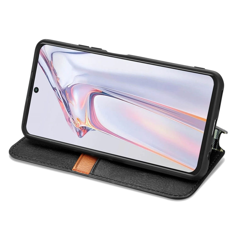 Custodia in pelle PU magnetica a vibrazione orizzontale pressata a griglia cubica con supporto, slot per carte e portafoglio, For Blackview A100, For OUKITEL C21 Pro, For OPPO Realme GT Master, For vivo S7