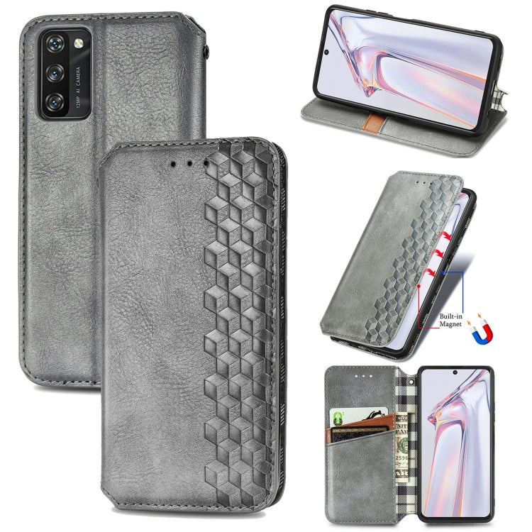 Custodia in pelle PU magnetica a vibrazione orizzontale pressata a griglia cubica con supporto, slot per carte e portafoglio, For Blackview A100, For OUKITEL C21 Pro, For OPPO Realme GT Master, For vivo S7
