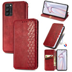 Custodia in pelle PU magnetica a vibrazione orizzontale pressata a griglia cubica con supporto, slot per carte e portafoglio, For Blackview A100, For OUKITEL C21 Pro, For OPPO Realme GT Master, For vivo S7