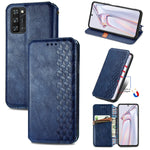 Custodia in pelle PU magnetica a vibrazione orizzontale pressata a griglia cubica con supporto, slot per carte e portafoglio, For Blackview A100, For OUKITEL C21 Pro, For OPPO Realme GT Master, For vivo S7