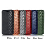 Custodia in pelle PU magnetica a vibrazione orizzontale pressata a griglia cubica con supporto, slot per carte e portafoglio, For Blackview A100, For OUKITEL C21 Pro, For OPPO Realme GT Master, For vivo S7