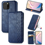 Custodia in pelle PU magnetica a vibrazione orizzontale pressata a griglia cubica con supporto, slot per carte e portafoglio, For Blackview A100, For OUKITEL C21 Pro, For OPPO Realme GT Master, For vivo S7