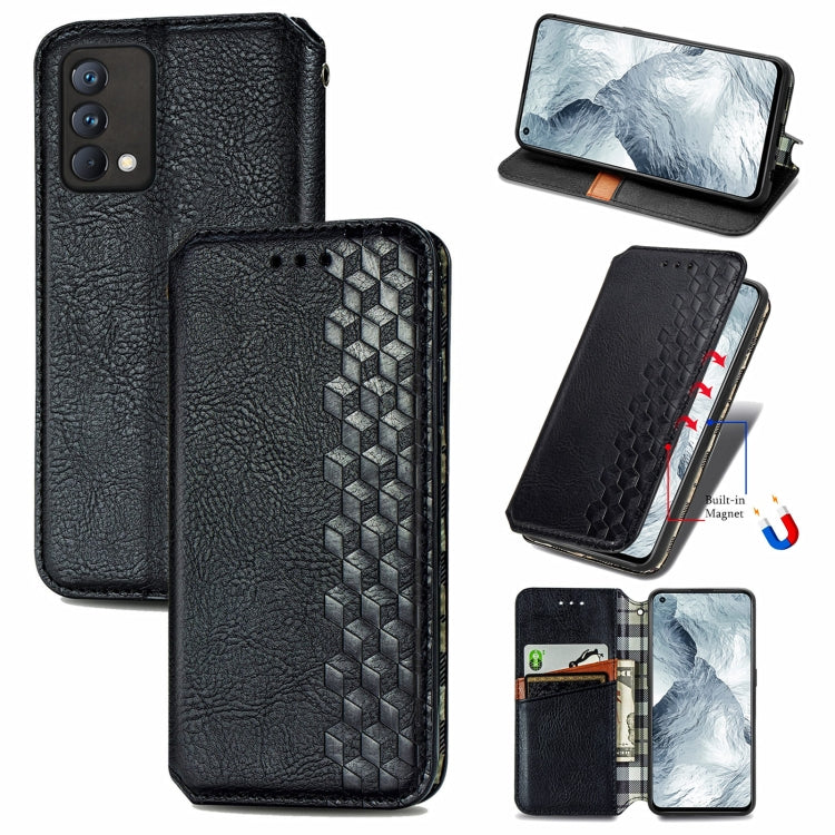Custodia in pelle PU magnetica a vibrazione orizzontale pressata a griglia cubica con supporto, slot per carte e portafoglio, For Blackview A100, For OUKITEL C21 Pro, For OPPO Realme GT Master, For vivo S7