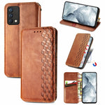 Custodia in pelle PU magnetica a vibrazione orizzontale pressata a griglia cubica con supporto, slot per carte e portafoglio, For Blackview A100, For OUKITEL C21 Pro, For OPPO Realme GT Master, For vivo S7