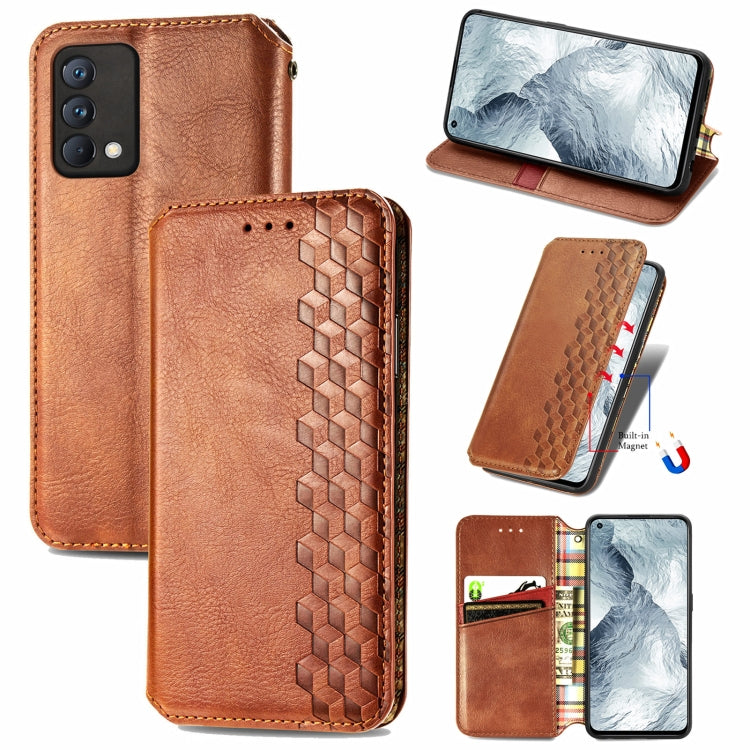 Custodia in pelle PU magnetica a vibrazione orizzontale pressata a griglia cubica con supporto, slot per carte e portafoglio, For Blackview A100, For OUKITEL C21 Pro, For OPPO Realme GT Master, For vivo S7