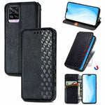 Custodia in pelle PU magnetica a vibrazione orizzontale pressata a griglia cubica con supporto, slot per carte e portafoglio, For Blackview A100, For OUKITEL C21 Pro, For OPPO Realme GT Master, For vivo S7