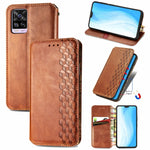 Custodia in pelle PU magnetica a vibrazione orizzontale pressata a griglia cubica con supporto, slot per carte e portafoglio, For Blackview A100, For OUKITEL C21 Pro, For OPPO Realme GT Master, For vivo S7