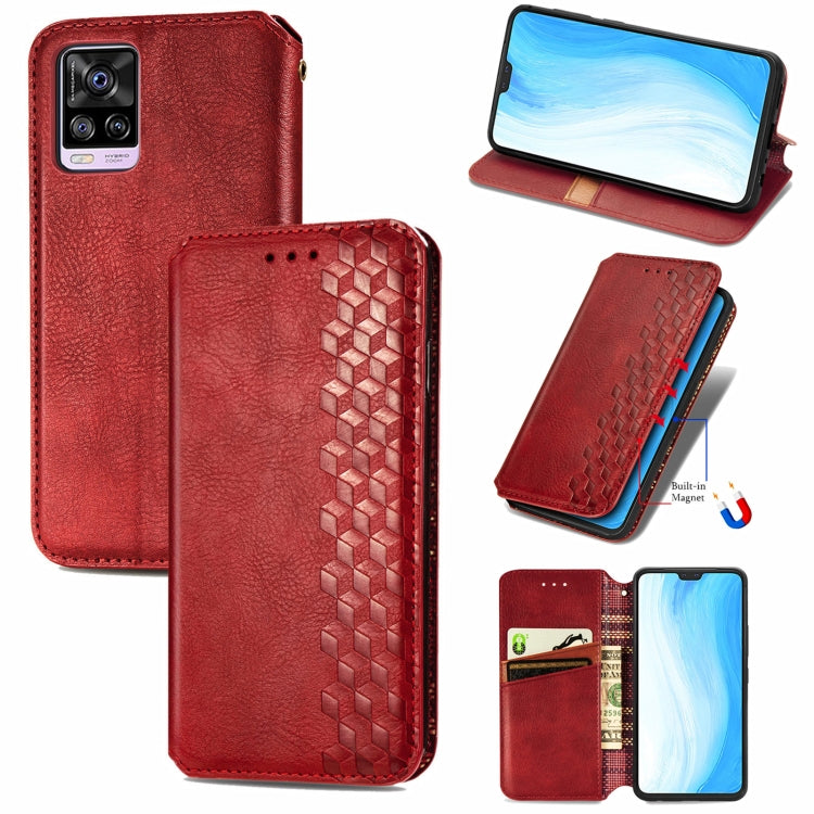 Custodia in pelle PU magnetica a vibrazione orizzontale pressata a griglia cubica con supporto, slot per carte e portafoglio, For Blackview A100, For OUKITEL C21 Pro, For OPPO Realme GT Master, For vivo S7
