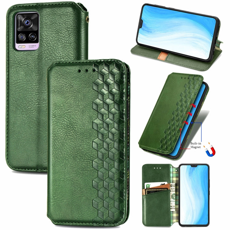 Custodia in pelle PU magnetica a vibrazione orizzontale pressata a griglia cubica con supporto, slot per carte e portafoglio, For Blackview A100, For OUKITEL C21 Pro, For OPPO Realme GT Master, For vivo S7