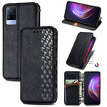 Custodia in pelle PU magnetica a vibrazione orizzontale pressata a griglia cubica con supporto, slot per carte e portafoglio, For vivo V21, For ZTE Axon 30 5G, For ZTE nubia Z30 Pro, For Alcatel 1S 2021