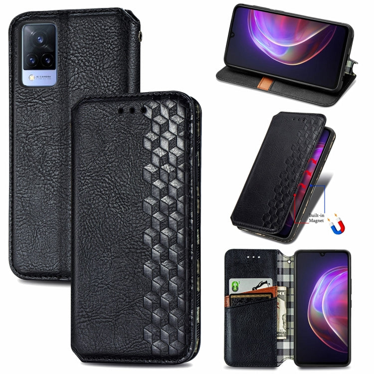 Custodia in pelle PU magnetica a vibrazione orizzontale pressata a griglia cubica con supporto, slot per carte e portafoglio, For vivo V21, For ZTE Axon 30 5G, For ZTE nubia Z30 Pro, For Alcatel 1S 2021