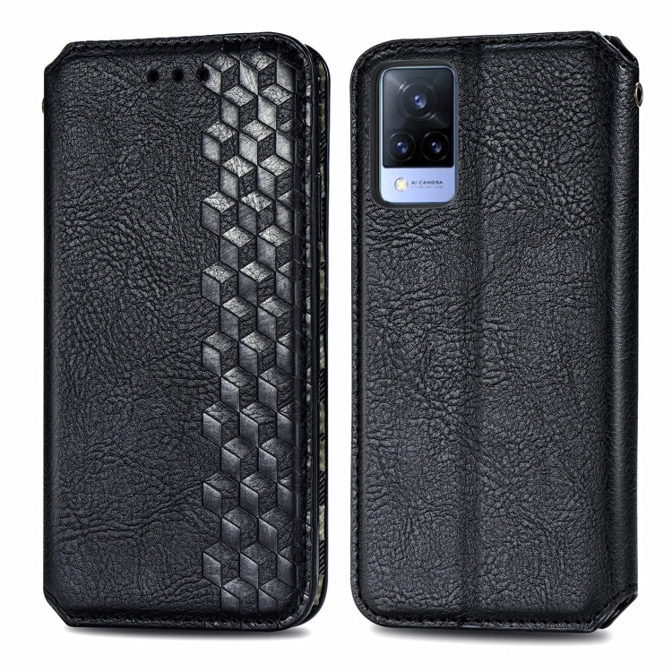 Custodia in pelle PU magnetica a vibrazione orizzontale pressata a griglia cubica con supporto, slot per carte e portafoglio, For vivo V21, For ZTE Axon 30 5G, For ZTE nubia Z30 Pro, For Alcatel 1S 2021