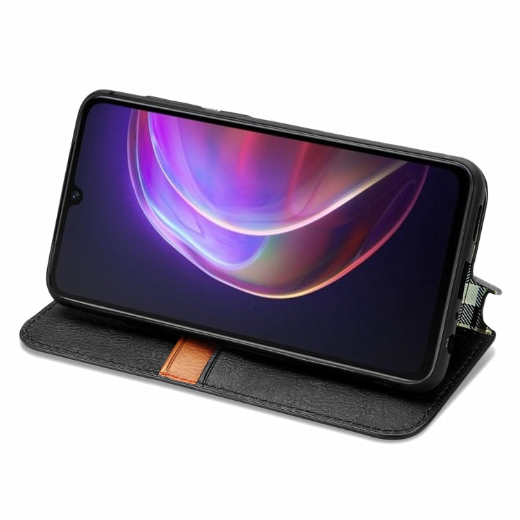 Custodia in pelle PU magnetica a vibrazione orizzontale pressata a griglia cubica con supporto, slot per carte e portafoglio, For vivo V21, For ZTE Axon 30 5G, For ZTE nubia Z30 Pro, For Alcatel 1S 2021