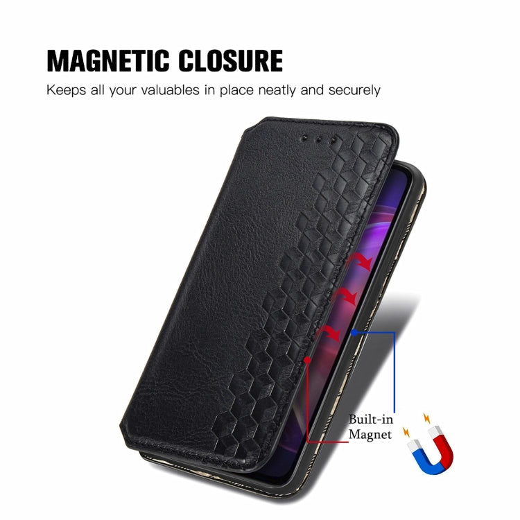 Custodia in pelle PU magnetica a vibrazione orizzontale pressata a griglia cubica con supporto, slot per carte e portafoglio, For vivo V21, For ZTE Axon 30 5G, For ZTE nubia Z30 Pro, For Alcatel 1S 2021