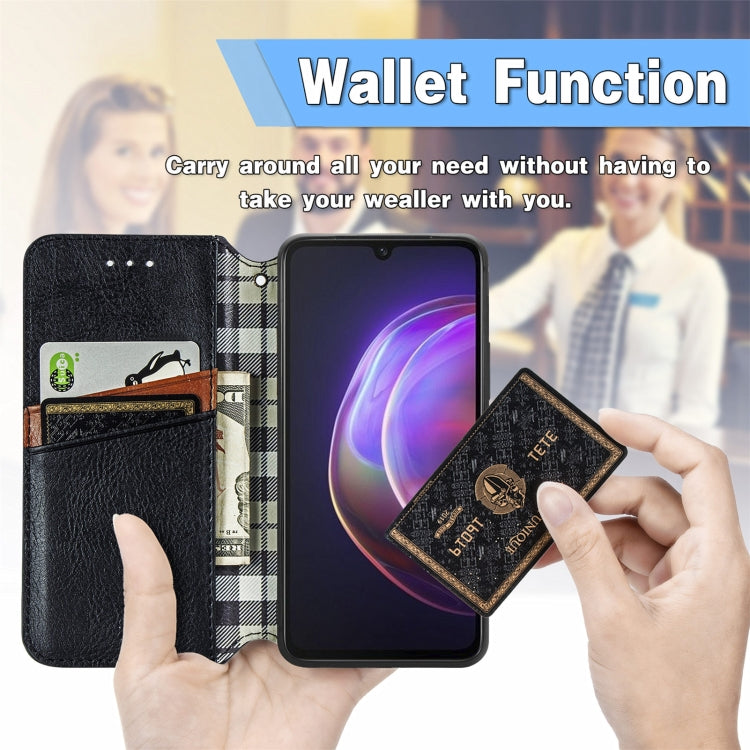 Custodia in pelle PU magnetica a vibrazione orizzontale pressata a griglia cubica con supporto, slot per carte e portafoglio, For vivo V21, For ZTE Axon 30 5G, For ZTE nubia Z30 Pro, For Alcatel 1S 2021