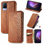 Custodia in pelle PU magnetica a vibrazione orizzontale pressata a griglia cubica con supporto, slot per carte e portafoglio, For vivo V21, For ZTE Axon 30 5G, For ZTE nubia Z30 Pro, For Alcatel 1S 2021