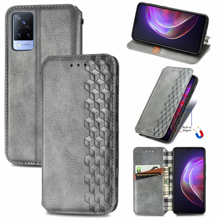Custodia in pelle PU magnetica a vibrazione orizzontale pressata a griglia cubica con supporto, slot per carte e portafoglio, For vivo V21, For ZTE Axon 30 5G, For ZTE nubia Z30 Pro, For Alcatel 1S 2021