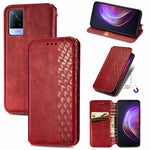Custodia in pelle PU magnetica a vibrazione orizzontale pressata a griglia cubica con supporto, slot per carte e portafoglio, For vivo V21, For ZTE Axon 30 5G, For ZTE nubia Z30 Pro, For Alcatel 1S 2021