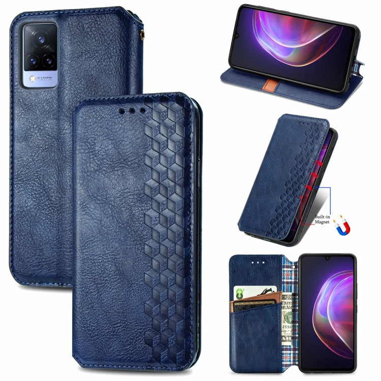 Custodia in pelle PU magnetica a vibrazione orizzontale pressata a griglia cubica con supporto, slot per carte e portafoglio, For vivo V21, For ZTE Axon 30 5G, For ZTE nubia Z30 Pro, For Alcatel 1S 2021