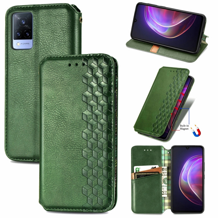 Custodia in pelle PU magnetica a vibrazione orizzontale pressata a griglia cubica con supporto, slot per carte e portafoglio, For vivo V21, For ZTE Axon 30 5G, For ZTE nubia Z30 Pro, For Alcatel 1S 2021