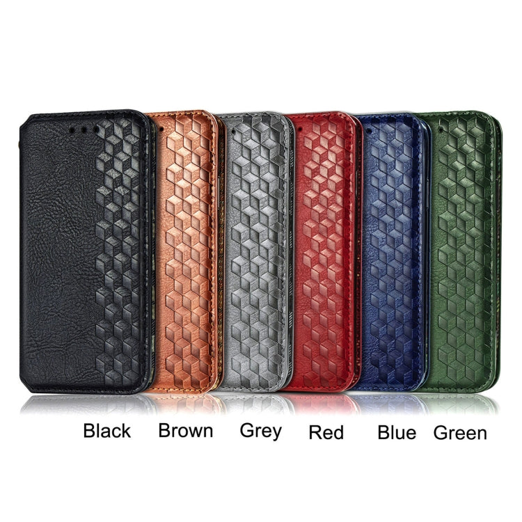 Custodia in pelle PU magnetica a vibrazione orizzontale pressata a griglia cubica con supporto, slot per carte e portafoglio, For vivo V21, For ZTE Axon 30 5G, For ZTE nubia Z30 Pro, For Alcatel 1S 2021