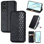 Custodia in pelle PU magnetica a vibrazione orizzontale pressata a griglia cubica con supporto, slot per carte e portafoglio, For vivo V21, For ZTE Axon 30 5G, For ZTE nubia Z30 Pro, For Alcatel 1S 2021