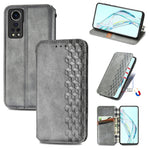 Custodia in pelle PU magnetica a vibrazione orizzontale pressata a griglia cubica con supporto, slot per carte e portafoglio, For vivo V21, For ZTE Axon 30 5G, For ZTE nubia Z30 Pro, For Alcatel 1S 2021