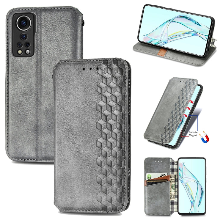 Custodia in pelle PU magnetica a vibrazione orizzontale pressata a griglia cubica con supporto, slot per carte e portafoglio, For vivo V21, For ZTE Axon 30 5G, For ZTE nubia Z30 Pro, For Alcatel 1S 2021