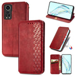 Custodia in pelle PU magnetica a vibrazione orizzontale pressata a griglia cubica con supporto, slot per carte e portafoglio, For vivo V21, For ZTE Axon 30 5G, For ZTE nubia Z30 Pro, For Alcatel 1S 2021