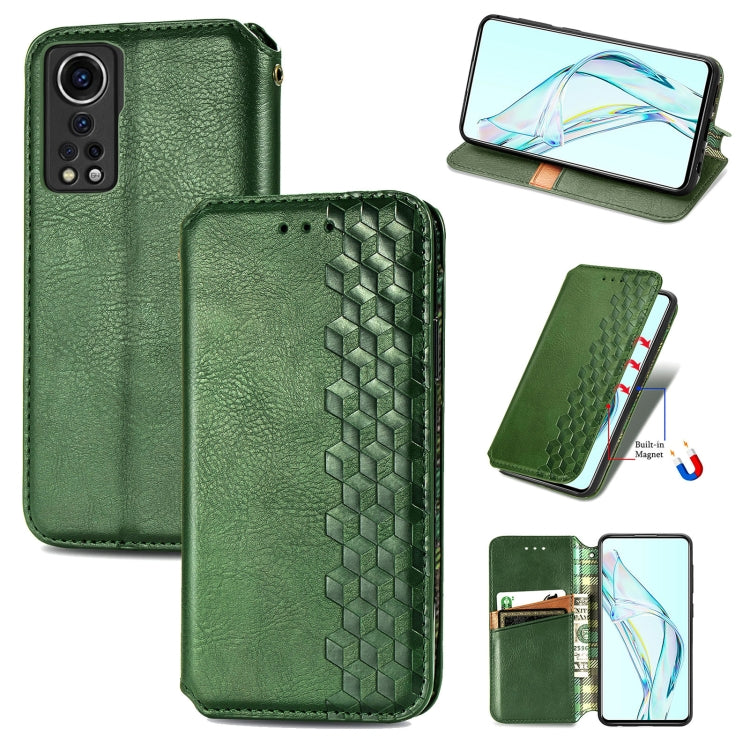 Custodia in pelle PU magnetica a vibrazione orizzontale pressata a griglia cubica con supporto, slot per carte e portafoglio, For vivo V21, For ZTE Axon 30 5G, For ZTE nubia Z30 Pro, For Alcatel 1S 2021