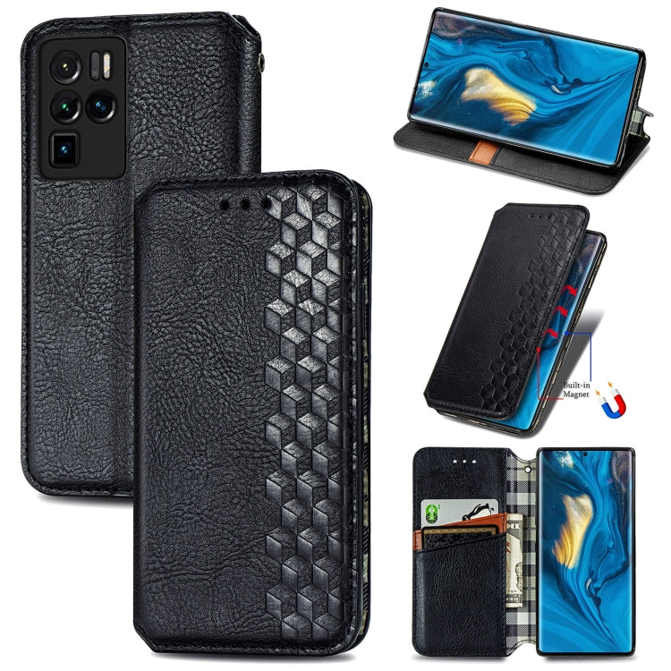 Custodia in pelle PU magnetica a vibrazione orizzontale pressata a griglia cubica con supporto, slot per carte e portafoglio, For vivo V21, For ZTE Axon 30 5G, For ZTE nubia Z30 Pro, For Alcatel 1S 2021
