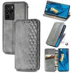 Custodia in pelle PU magnetica a vibrazione orizzontale pressata a griglia cubica con supporto, slot per carte e portafoglio, For vivo V21, For ZTE Axon 30 5G, For ZTE nubia Z30 Pro, For Alcatel 1S 2021