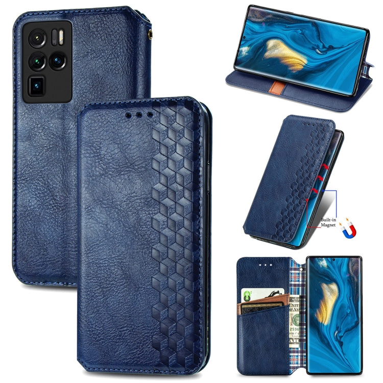 Custodia in pelle PU magnetica a vibrazione orizzontale pressata a griglia cubica con supporto, slot per carte e portafoglio, For vivo V21, For ZTE Axon 30 5G, For ZTE nubia Z30 Pro, For Alcatel 1S 2021