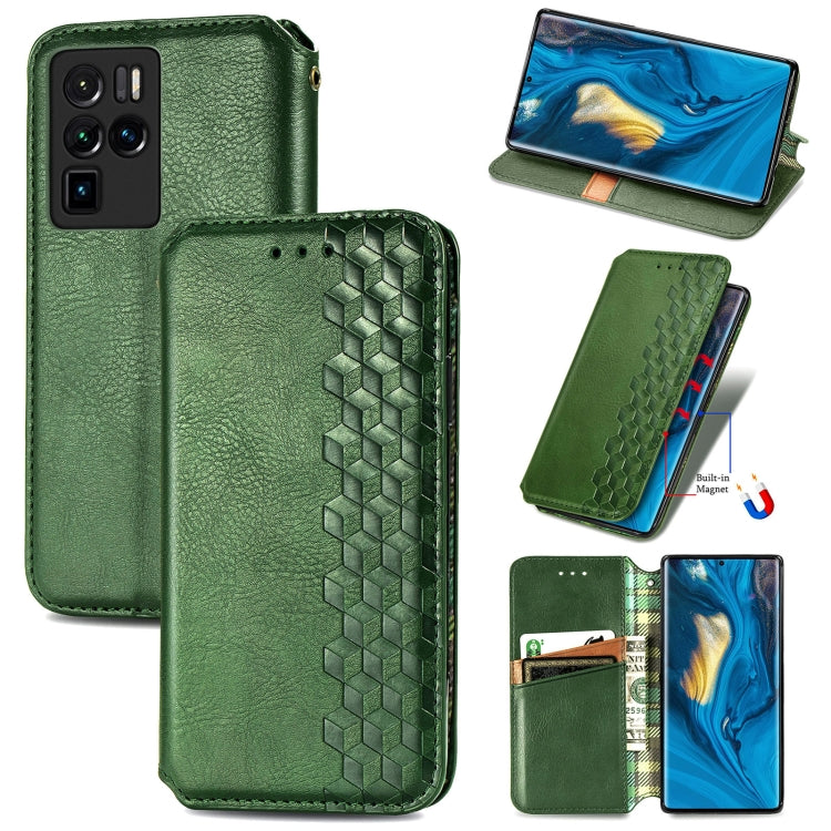 Custodia in pelle PU magnetica a vibrazione orizzontale pressata a griglia cubica con supporto, slot per carte e portafoglio, For vivo V21, For ZTE Axon 30 5G, For ZTE nubia Z30 Pro, For Alcatel 1S 2021