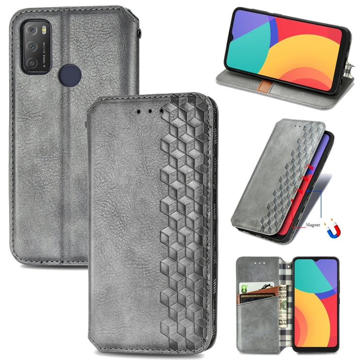 Custodia in pelle PU magnetica a vibrazione orizzontale pressata a griglia cubica con supporto, slot per carte e portafoglio, For vivo V21, For ZTE Axon 30 5G, For ZTE nubia Z30 Pro, For Alcatel 1S 2021