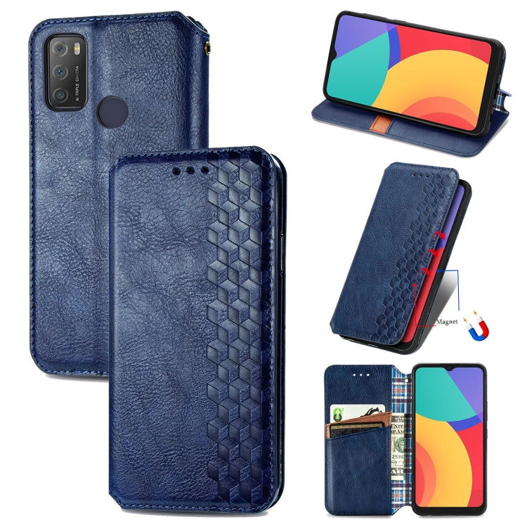 Custodia in pelle PU magnetica a vibrazione orizzontale pressata a griglia cubica con supporto, slot per carte e portafoglio, For vivo V21, For ZTE Axon 30 5G, For ZTE nubia Z30 Pro, For Alcatel 1S 2021