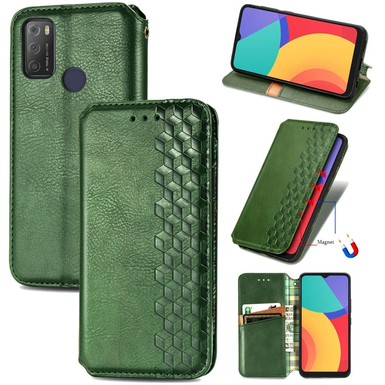 Custodia in pelle PU magnetica a vibrazione orizzontale pressata a griglia cubica con supporto, slot per carte e portafoglio, For vivo V21, For ZTE Axon 30 5G, For ZTE nubia Z30 Pro, For Alcatel 1S 2021